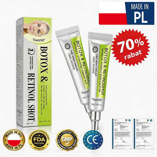 👏🌿Dumnie opracowane i zatwierdzone przez polskie instytucje💫Tiworld® Zaawansowany krem liftingująco-odnawiający z peptydami o działaniu podobnym do botoksu + retinolem Vita-A – tylko dziś 70% zniżki