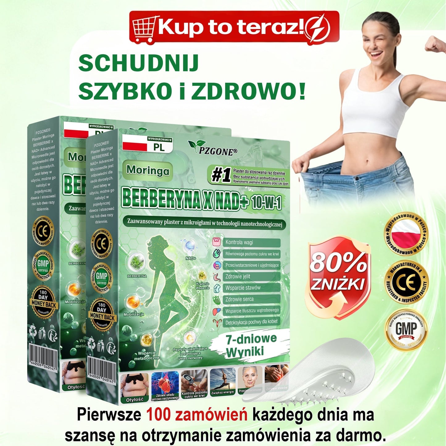 🏆🏆🇵🇱 Oficjalny sklep | 💯𝐏𝐙𝐆𝐎𝐍𝐄® Moringa·Berberyna×NAD+ 10-w-1 Plaster (Natychmiastowy efekt, widoczne rezultaty po 7 dniach) ✅ Stosowane w celu utraty wagi, poprawy zwiotczałej skóry, leczenia cukrzycy, bezdechu sennego i problemów ze stawami.