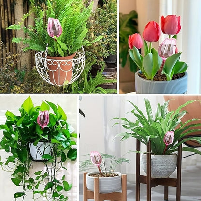 6Pcs Automatic Pink Tulip Self-Watering Spikes, Self-Watering Irrigation System for Potted Plants